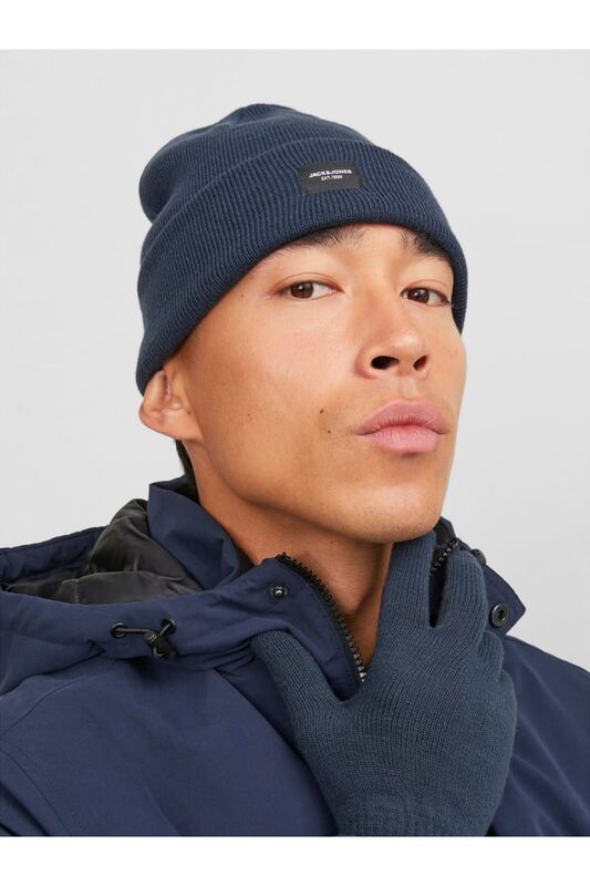 JACBEANIE & GLOVE KNIT GIFTBOX Erkek Lacivert Hediye Seti - 12168383