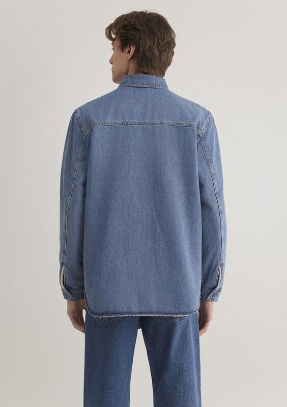 JEREMY Erkek Mid Blue Sherpa Classic Denim Gömlek - M0211186