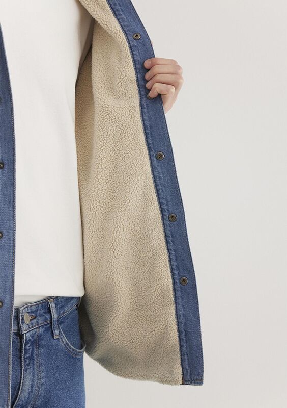 JEREMY Erkek Mid Blue Sherpa Classic Denim Gömlek - M0211186