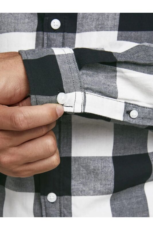 Jjegıngham Twill Shirt L/S Noos Erkek Siyah UK Gömlek - 12181602