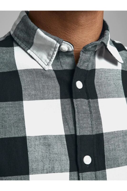 Jjegıngham Twill Shirt L/S Noos Erkek Siyah UK Gömlek - 12181602