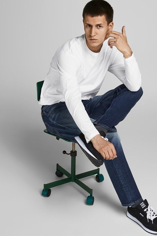 Jjenoa Tee O-Neck Ls Noos Erkek Koyu Mavi T-Shirt - 12190128