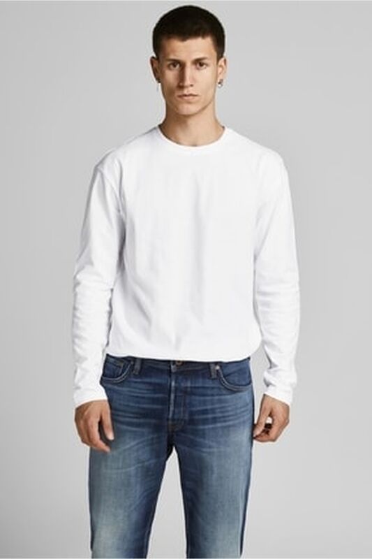 Jack & Jones - Jjenoa Tee O-Neck Ls Noos Erkek Koyu Mavi T-Shirt - 12190128
