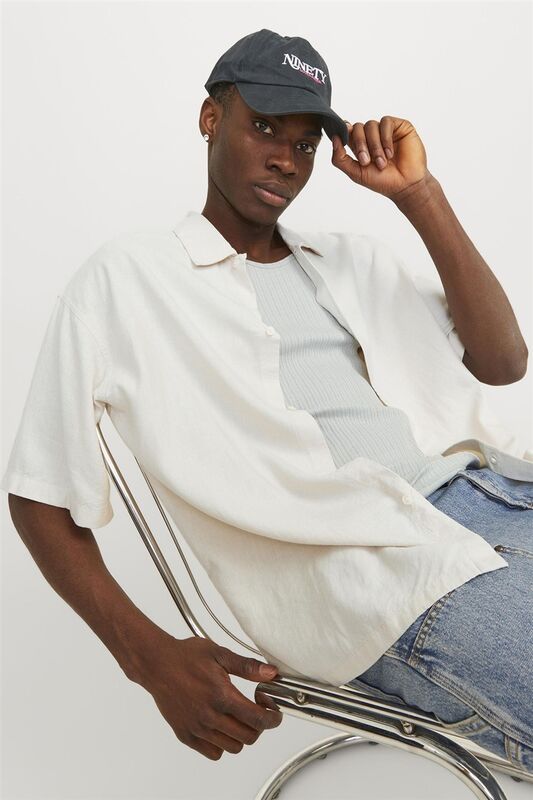 Jack & Jones - JORFARO LINEN OVERSIZED SHIRT SS SN Erkek Bej KK Gömlek - 12251074 Jack & Jones - JORFARO LINEN OVERSIZED SHIRT SS SN Erkek Bej KK Gömlek - 12251074