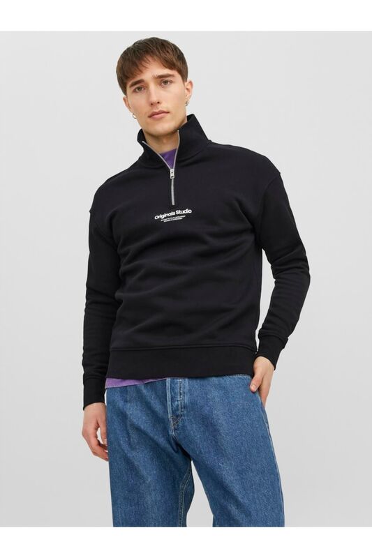 JORVESTERBRO SWEAT QUARTER ZIP HN NOOS Erkek Siyah Sweatshirt - 12241777
