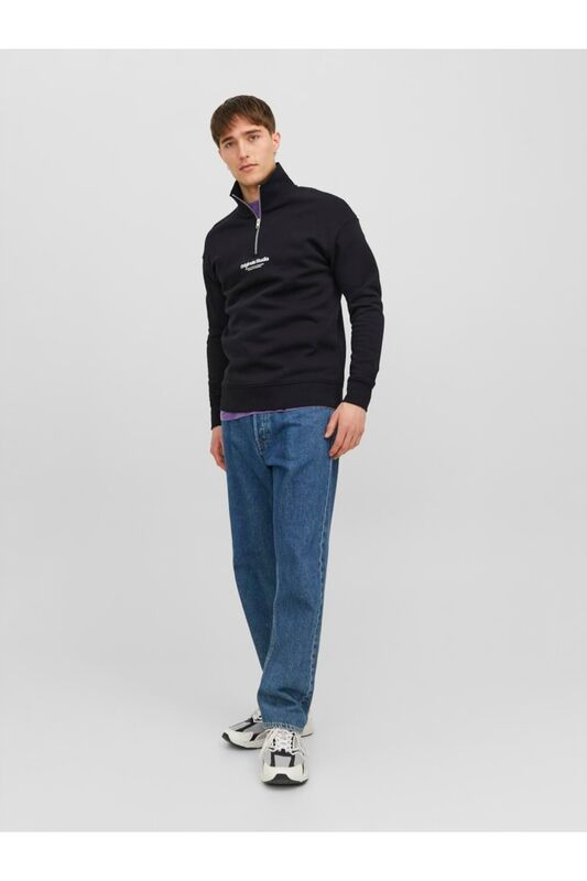 JORVESTERBRO SWEAT QUARTER ZIP HN NOOS Erkek Siyah Sweatshirt - 12241777