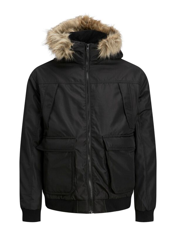 Jack & Jones - Jwhgreat Padded Fur Bomber Erkek Siyah Mont - 12217733