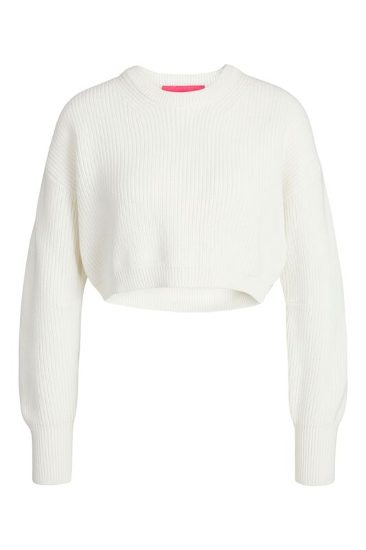 JJXX - JXCARLOTA TWIST CROP CREW NECK KNIT Erkek Beyaz Kazak - 12225756