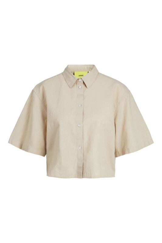 JJXX - JXLULU SS CROPPED LINEN BLEND SHIRT WVN Kadın Bej KK Gömlek - 12231335