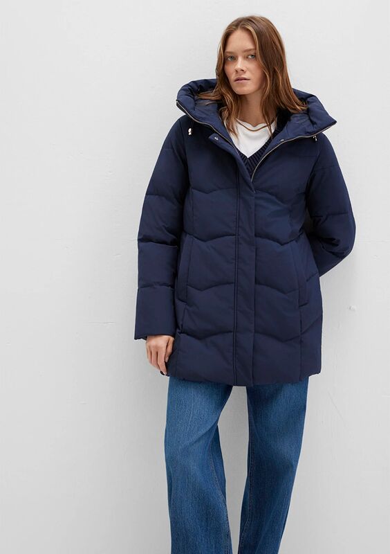 Mavi - KAPŞONLU CEKET Kadın Koyu Mavi Ceket - M1110439