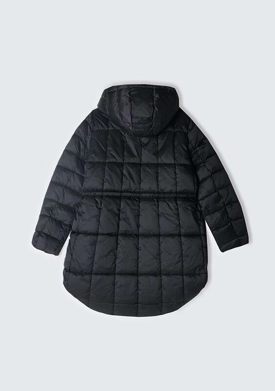 Kapüşonlu Beli Büzgülü Gizli Fermuar Kapamalı Mont Kadın Siyah Mont - 324A2E3XLN052