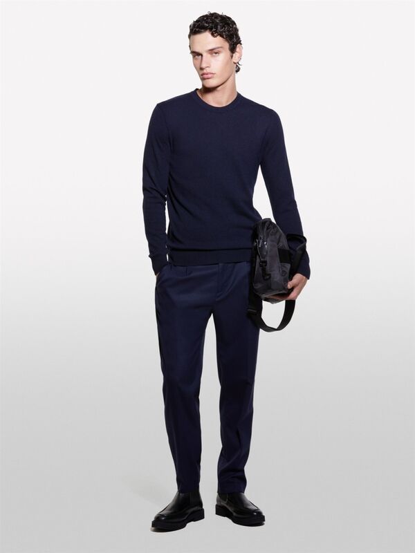 Kaşmir Karışımlı Bisiklet Yaka Kazak Erkek Lacivert Kazak - 324A102HS1B17