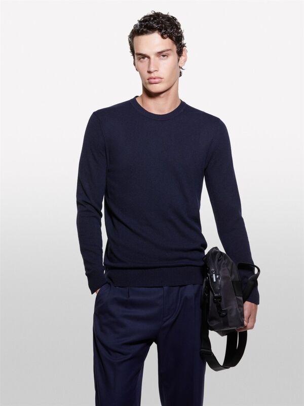 Kaşmir Karışımlı Bisiklet Yaka Kazak Erkek Lacivert Kazak - 324A102HS1B17