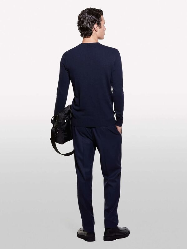 Kaşmir Karışımlı Bisiklet Yaka Kazak Erkek Lacivert Kazak - 325A102HS1B17