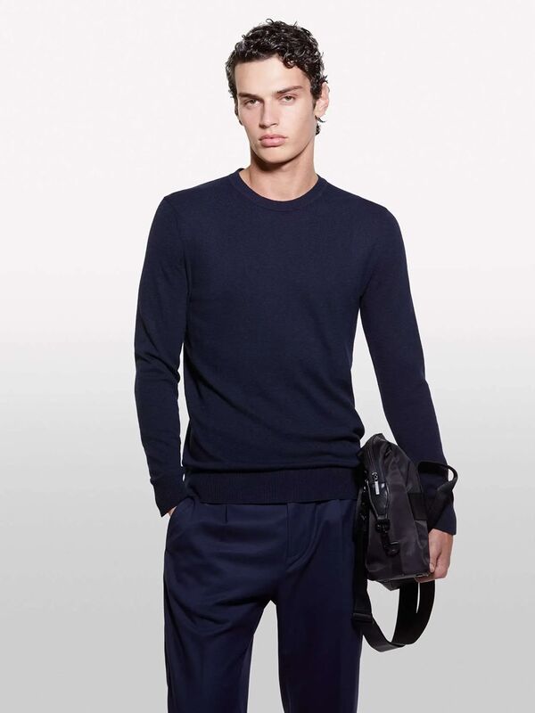 Kaşmir Karışımlı Bisiklet Yaka Kazak Erkek Lacivert Kazak - 325A102HS1B17