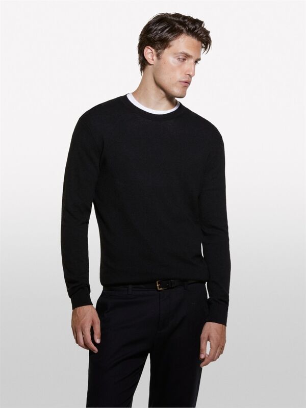 Kaşmir Karışımlı Bisiklet Yaka Kazak Erkek Siyah Kazak - 324A102HS1B17