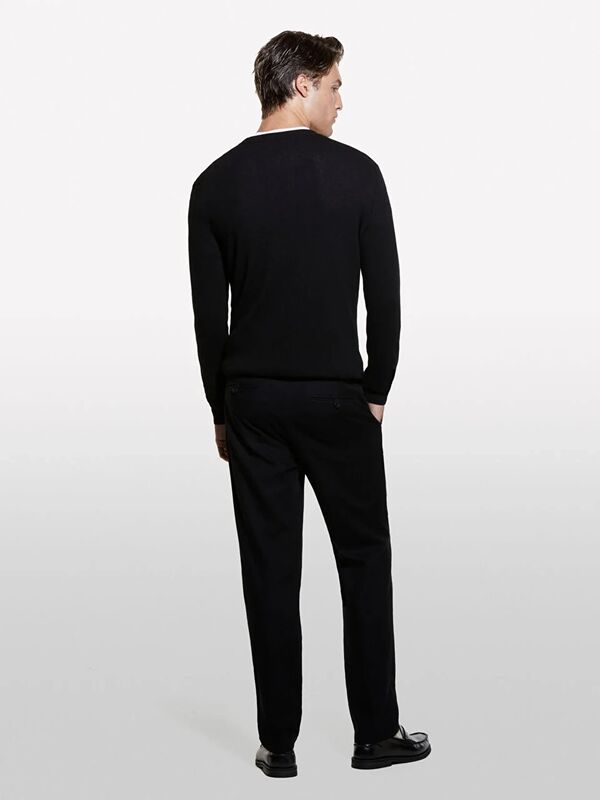 Kaşmir Karışımlı Bisiklet Yaka Kazak Erkek Siyah Kazak - 325A102HS1B17