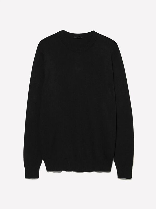 Kaşmir Karışımlı Bisiklet Yaka Kazak Erkek Siyah Kazak - 325A102HS1B17