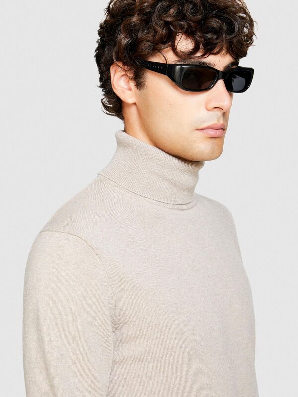 Sisley - Kaşmir Karışımlı Dik Yaka Kazak Erkek Bej Kazak - 323A102HS2177