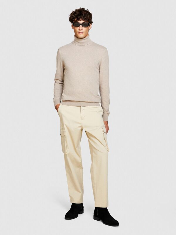 Kaşmir Karışımlı Dik Yaka Kazak Erkek Bej Kazak - 323A102HS2177