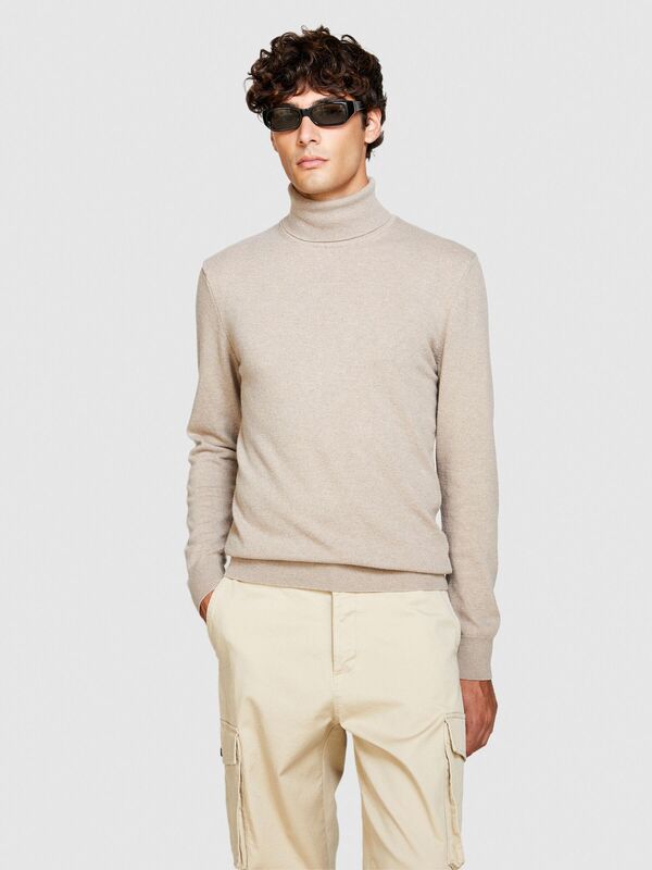 Kaşmir Karışımlı Dik Yaka Kazak Erkek Bej Kazak - 323A102HS2177