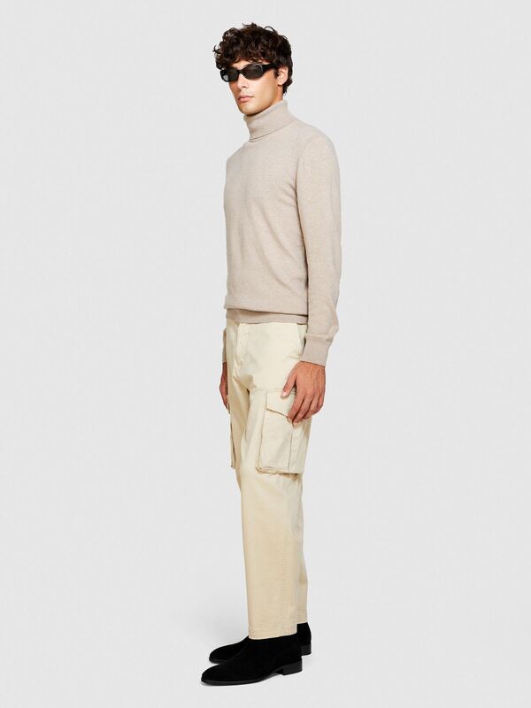 Kaşmir Karışımlı Dik Yaka Kazak Erkek Bej Kazak - 323A102HS2177