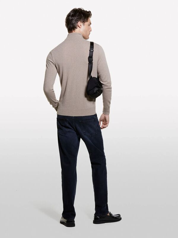 Kaşmir Karışımlı Dik Yaka Kazak Erkek Bej Kazak - 325A102HS2177