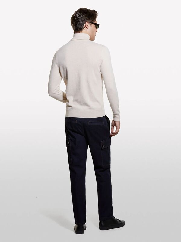 Kaşmir Karışımlı Dik Yaka Kazak Erkek Krem Kazak - 325A102HS2177