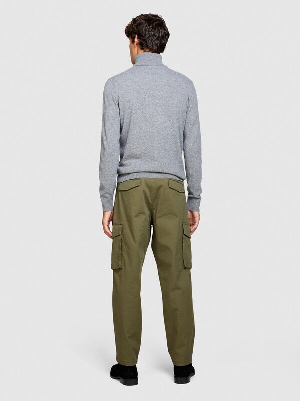 Sisley - Kaşmir Karışımlı Dik Yaka Kazak Erkek Siyah Kazak - 323A102HS2177