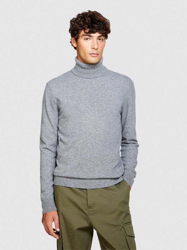 Kaşmir Karışımlı Dik Yaka Kazak Erkek Siyah Kazak - 323A102HS2177