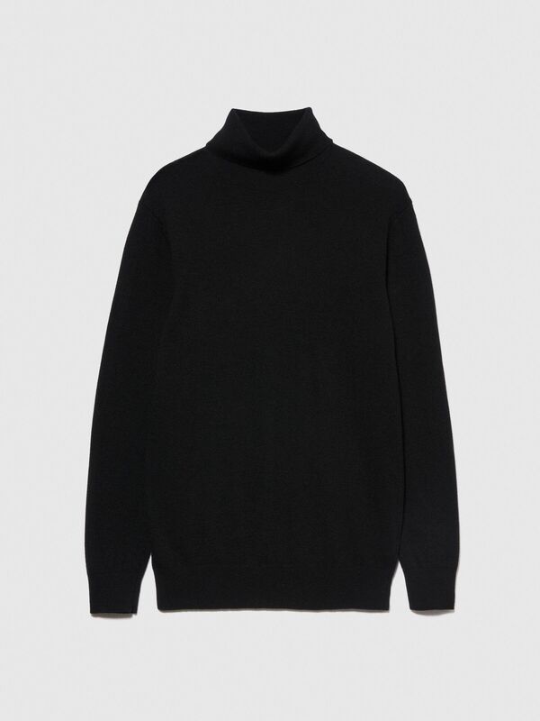 Kaşmir Karışımlı Dik Yaka Kazak Erkek Siyah Kazak - 323A102HS2177