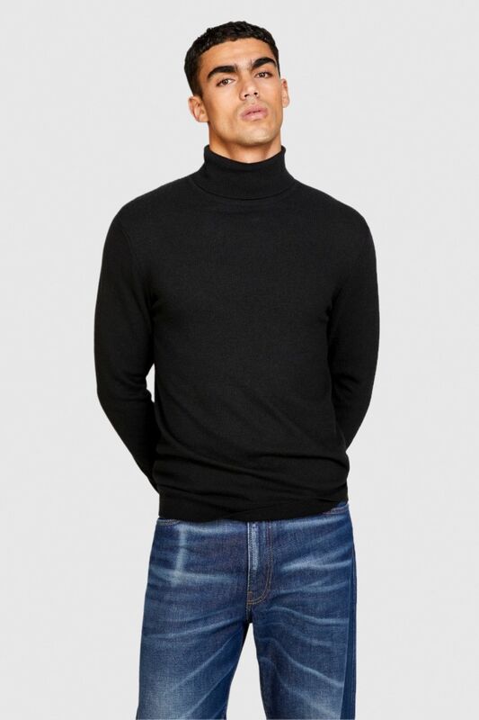 Kaşmir Karışımlı Dik Yaka Kazak Erkek Siyah Kazak - 323A102HS2177