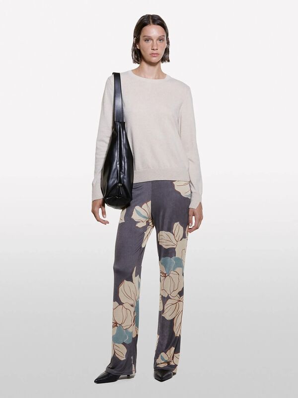 Sisley - Kaşmir Karışımlı Regular Fit Kazak Kadın Krem Kazak - 325A102HM100F