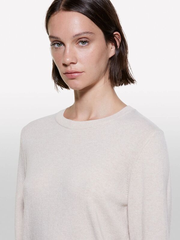 Kaşmir Karışımlı Regular Fit Kazak Kadın Krem Kazak - 325A102HM100F