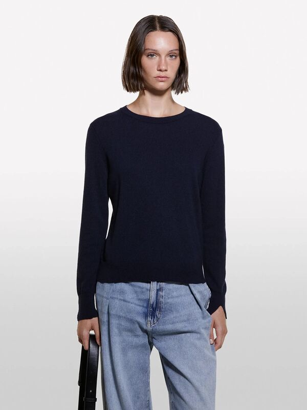 Kaşmir Karışımlı Regular Fit Kazak Kadın Lacivert Kazak - 325A102HM100F