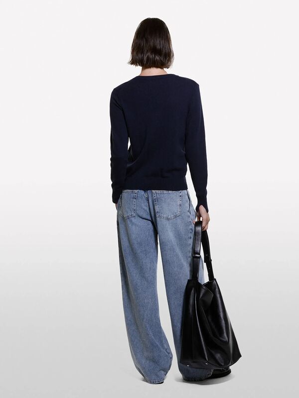 Kaşmir Karışımlı Regular Fit Kazak Kadın Lacivert Kazak - 325A102HM100F