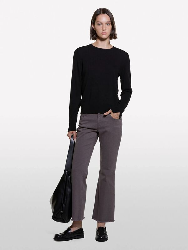 Sisley - Kaşmir Karışımlı Regular Fit Kazak Kadın Siyah Kazak - 325A102HM100F