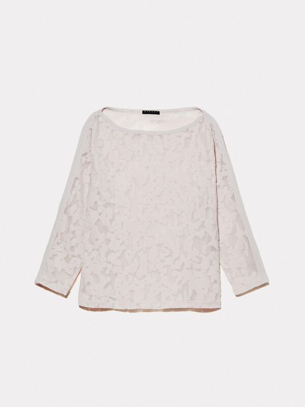 Kayık Yaka Truvakar Kol T-Shirt Kadın Krem T-Shirt - 324A33LZL106O