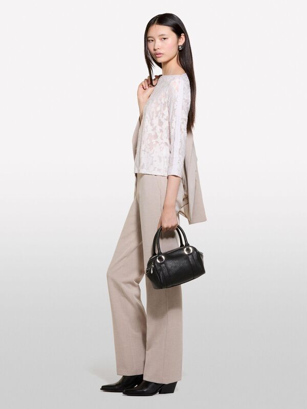 Sisley - Kayık Yaka Truvakar Kol T-Shirt Kadın Krem T-Shirt - 324A33LZL106O