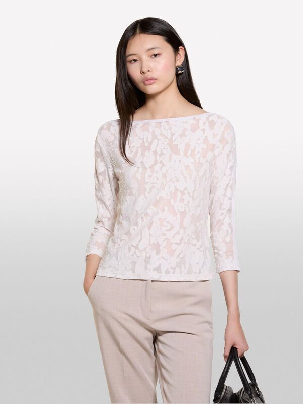 Kayık Yaka Truvakar Kol T-Shirt Kadın Krem T-Shirt - 324A33LZL106O