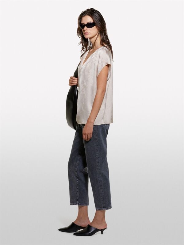 Kdn_%100 Viskoz Normal Kesim Kimono Kollu V Yaka Bluz Kadın Pudra Bluz - 324A57U5LQ07Q