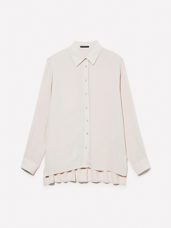 Kdn_%100 Viskoz Önü Kısa Yanları Yırtmaçlı Uzun Kollu Gömlek Kadın Pudra Gömlek - 324A5ZMZLQ07I