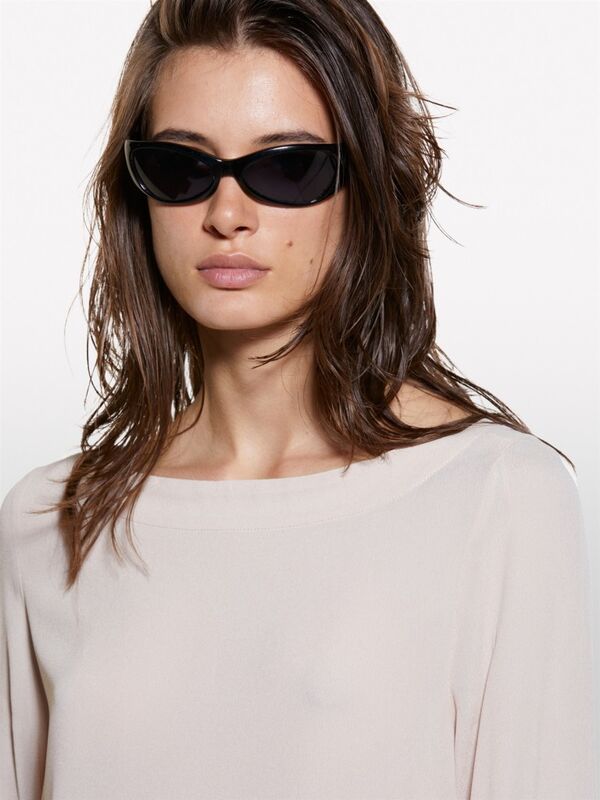 Kdn_%100 Viskoz Rahat Kesim Yanları Yırtmaçlı Kayık Yaka Bluz Kadın Pudra Bluz - 324A5ZMZLQ07S