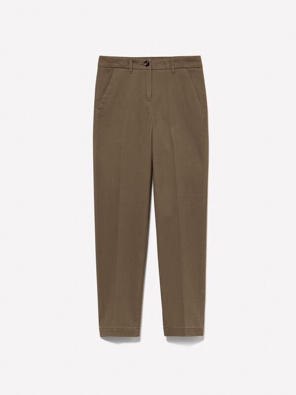 Kdn_Koton Karışımlı Esnek Chino Pantolon Kadın Haki Pantolon - 324A48M855BK7