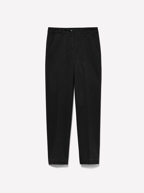 Kdn_Koton Karışımlı Esnek Chino Pantolon Kadın Siyah Pantolon - 324A48M855BK7