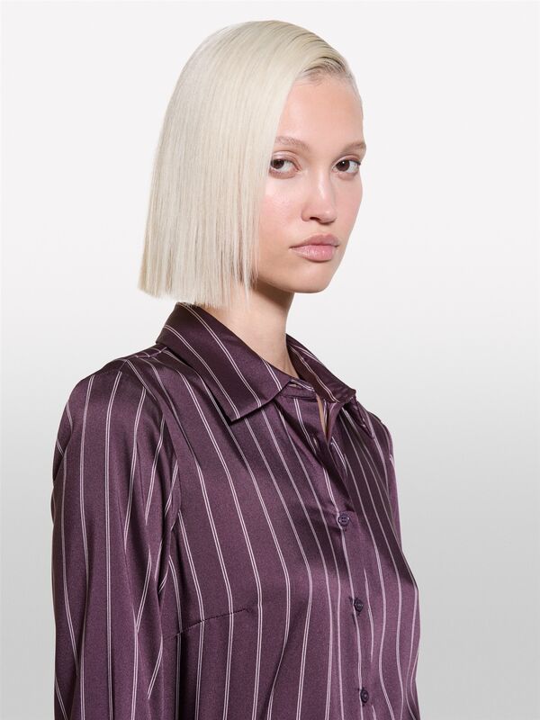 Sisley - Kdn_Normal Kesim Tamamı Baskılı Uzun Kollu Manşetli Gömlek Kadın Açık Gri Mix Gömlek - 324A5WDJLQFF7