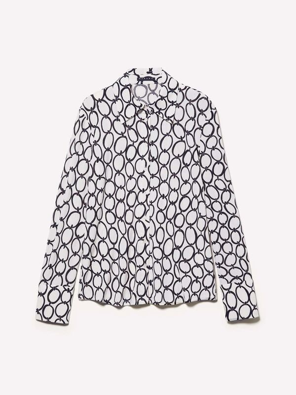 Kdn_Tamamı Baskılı Dar Kesim Uzun Kollu Gömlek Kadın Kırık Beyaz Mix Gömlek - 324A52D3LQ07H