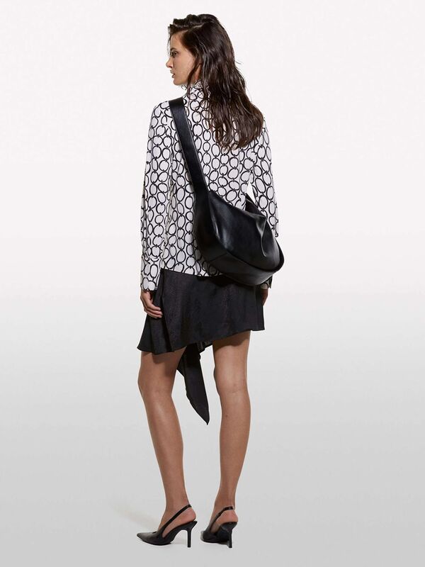 Kdn_Tamamı Baskılı Dar Kesim Uzun Kollu Gömlek Kadın Kırık Beyaz Mix Gömlek - 324A52D3LQ07H