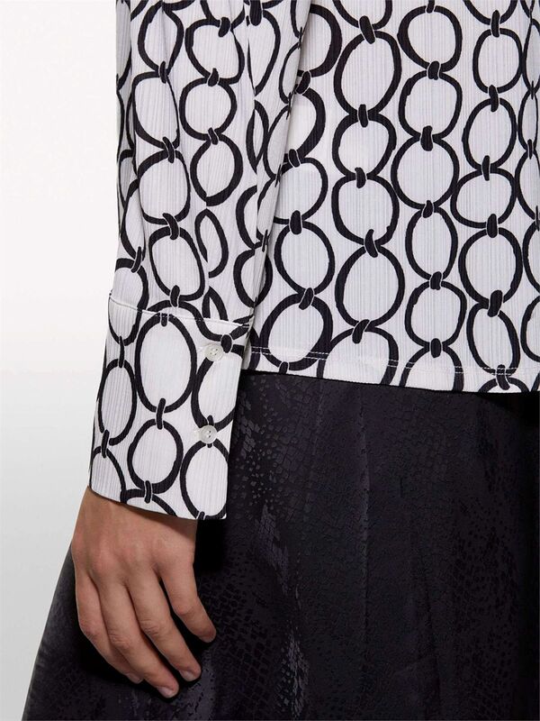 Kdn_Tamamı Baskılı Dar Kesim Uzun Kollu Gömlek Kadın Kırık Beyaz Mix Gömlek - 324A52D3LQ07H