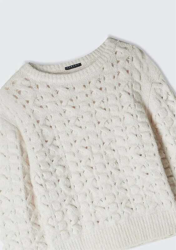 Kdn_Yün Karışımlı Blok Detaylı Bisiklet Yaka Kazak Kadın Bej Kazak - 324A145YM105A